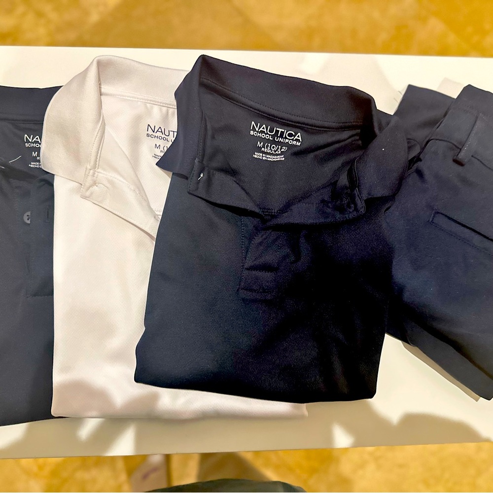 Nautica tech polo‘s 2 navy/ 1 white size Large 10-12